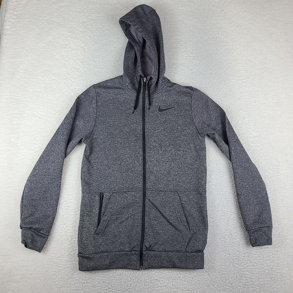Nike Hoodie Mens Small Dark Gray Dri Fit Full Zip Training CU6231